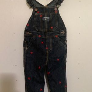 OshKosh Boys 18Mos. Overalls with Red Trains Embroidry